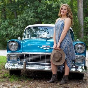 Blue Patterned Flowy Dress